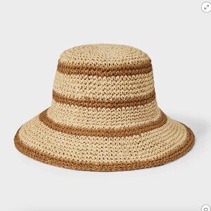 Straw Striped Bucket Hat - Universal Thread - Small/Medium
